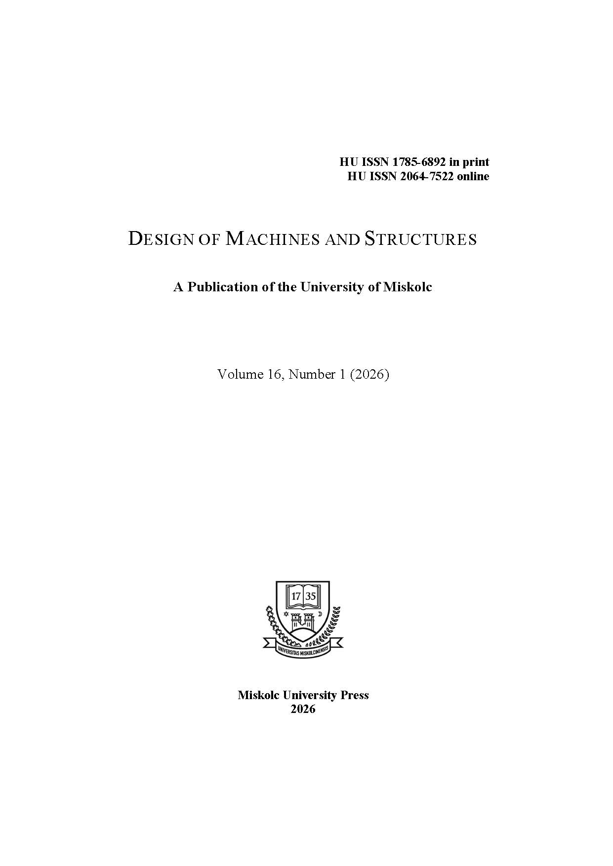 					View Vol. 16 No. 1 (2026): Design of Machines and Structures
				