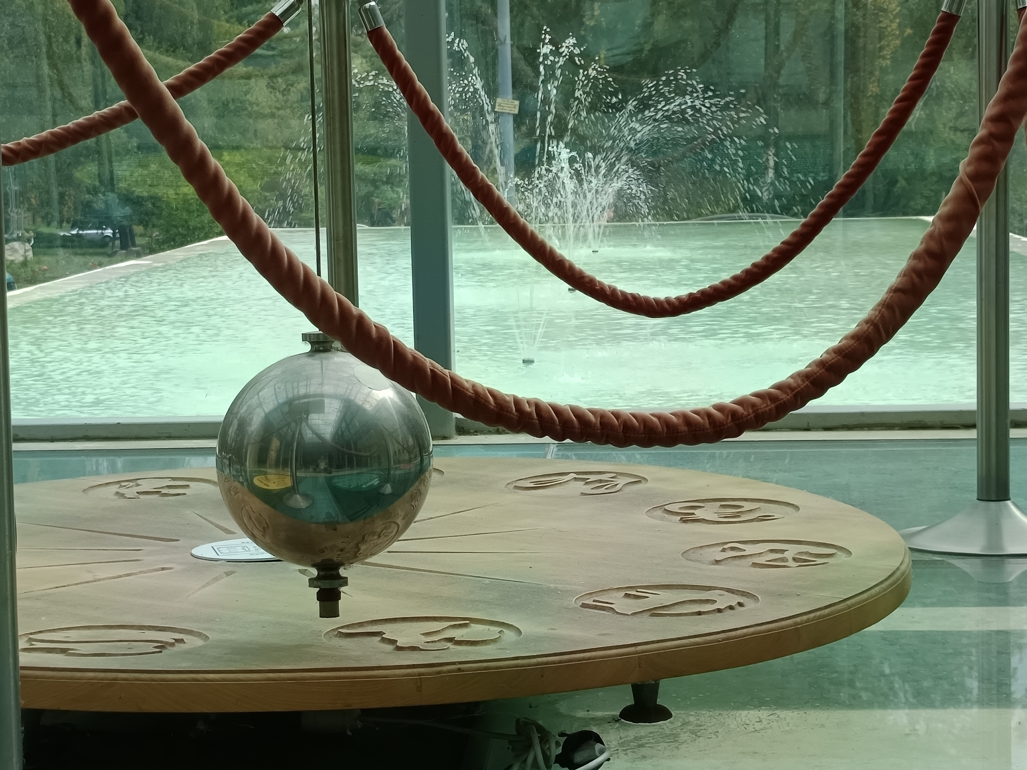 Foucault pendulum in the entrance hall of the University of Miskolc